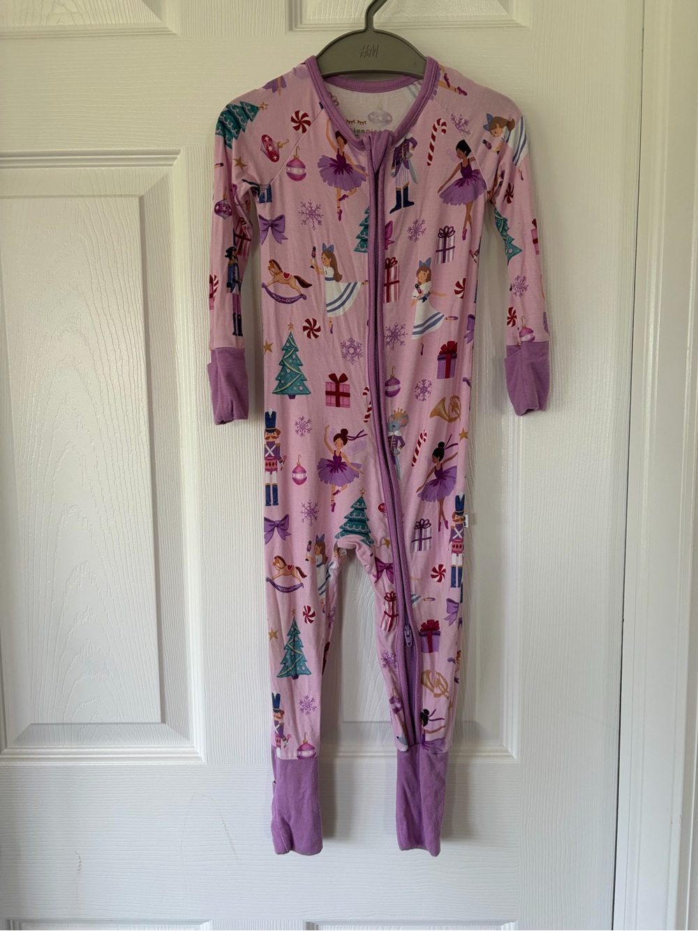 Little Sleepies Pink Holiday Ballerina Footed One-Piece